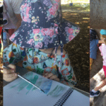 a collage of young children in nature setting